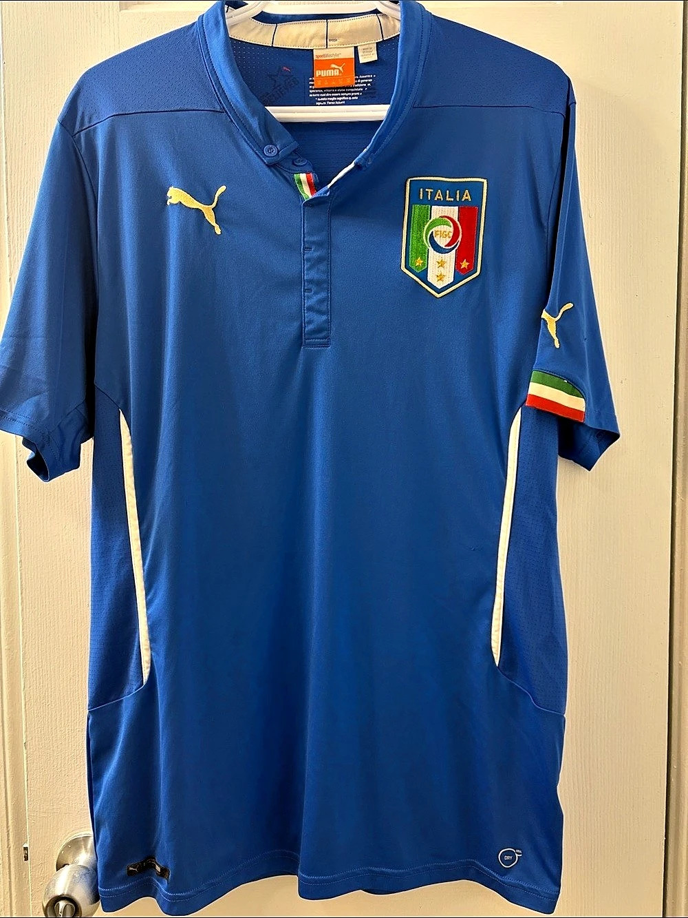 Puma FIGC Italia Sportlifestyle Polo Jersey Blue & Green XL